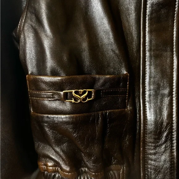 Sold - Sandro Vintage Style Leather Bomber Jacket - Picture 6 of 9